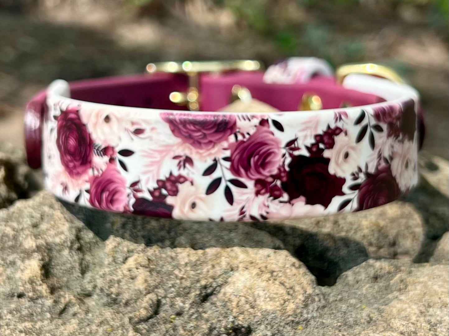 Cabernet Blossom Dog Collar