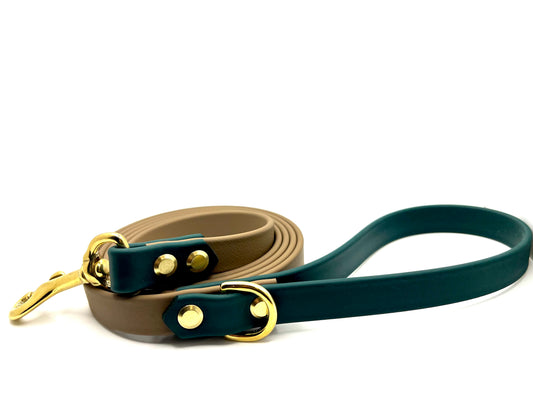 6' Biothane Leash Coyote Tan & Hunter Green