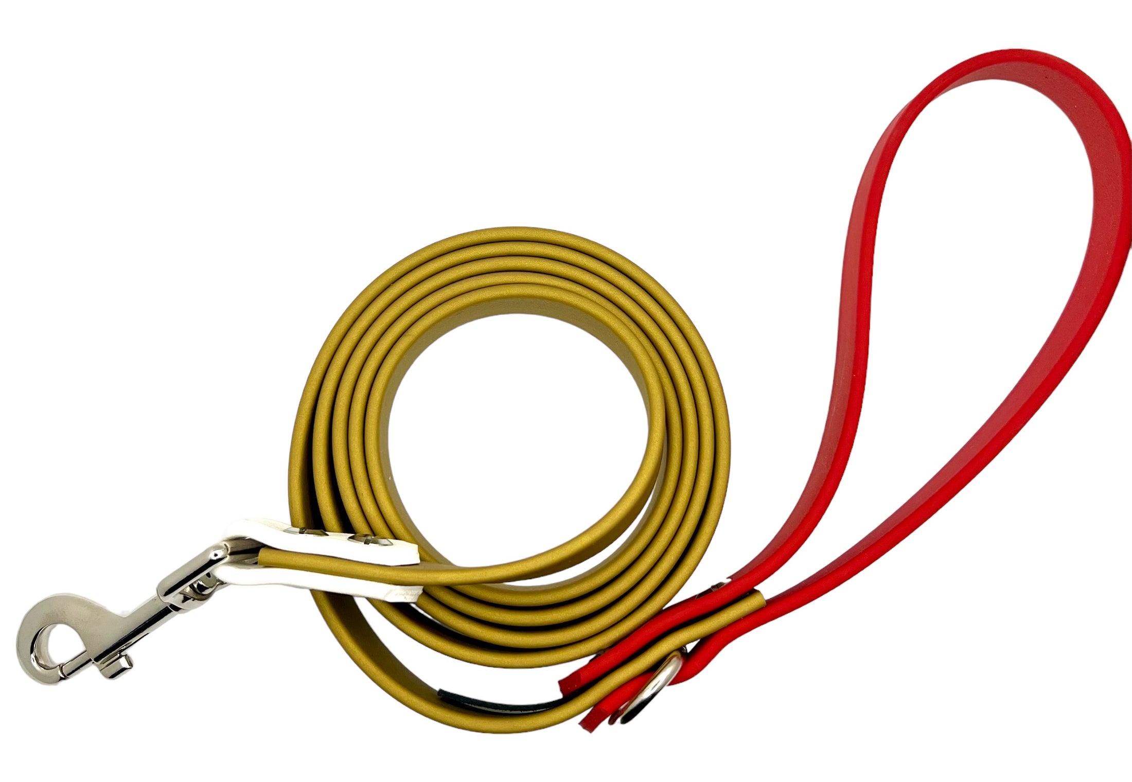 6' Biothane Leash Gold, Red, & White