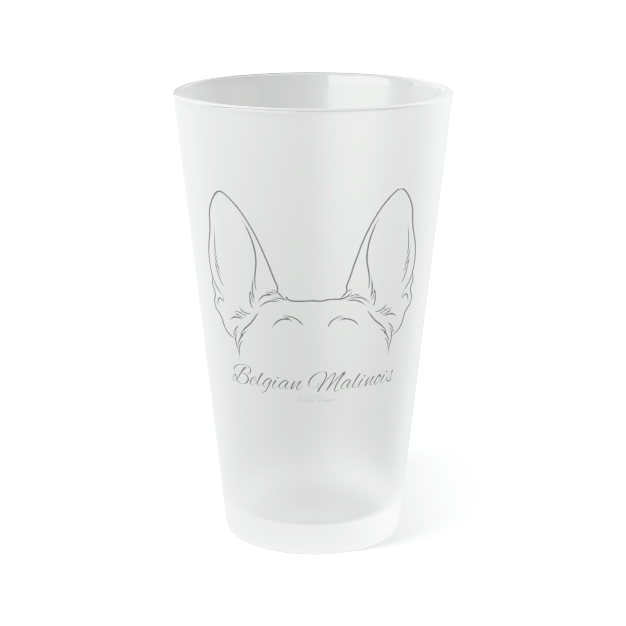 Belgian Malinois Frosted Pint Glass, 16oz