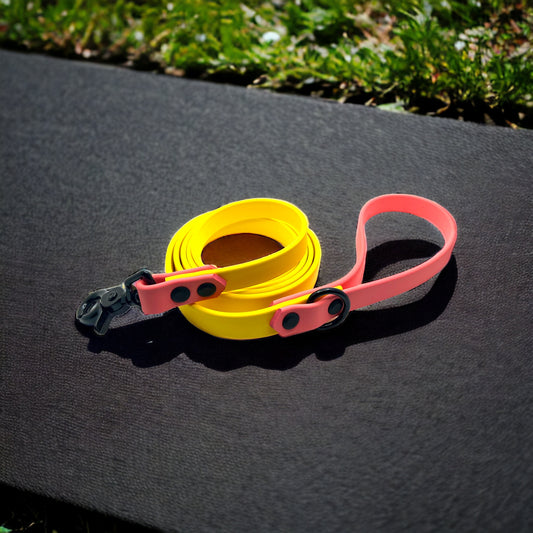 6' Biothane Leash Yellow & Coral