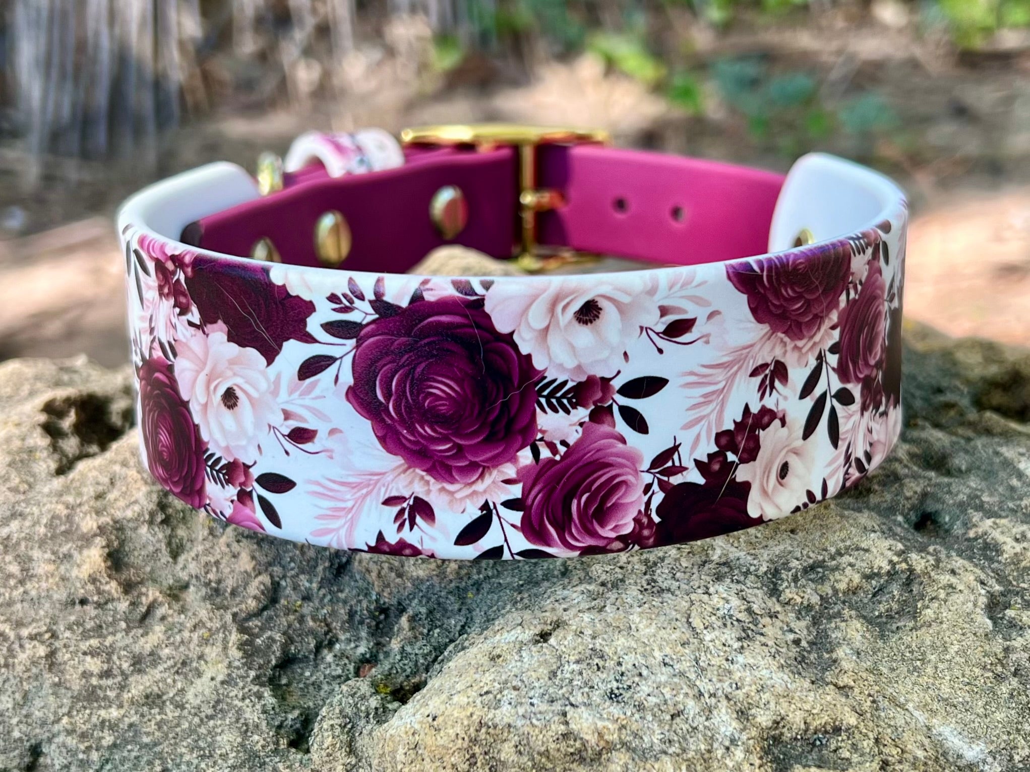 Cabernet Blossom Dog Collar