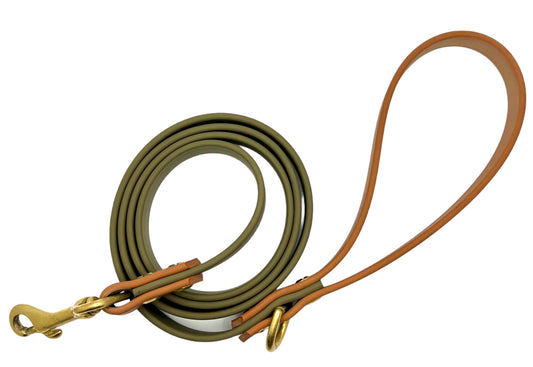 5' Biothane Leash Olive & Caramel