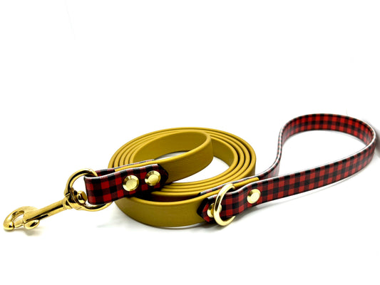 6' Biothane Leash Gold & Buffalo Plaid