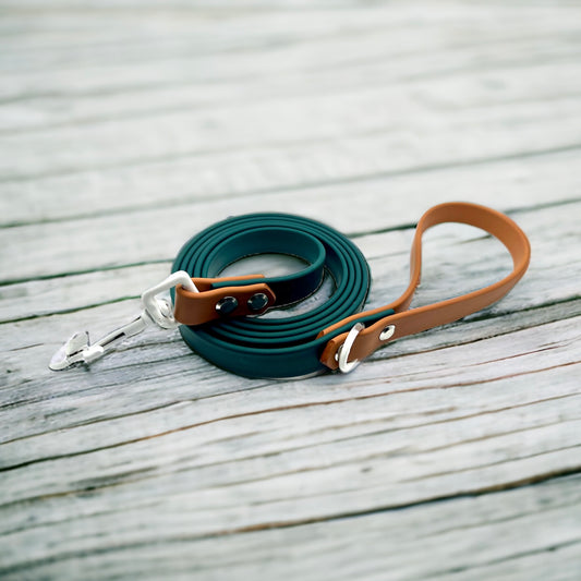 6' Biothane Leash Hunter Green & Caramel