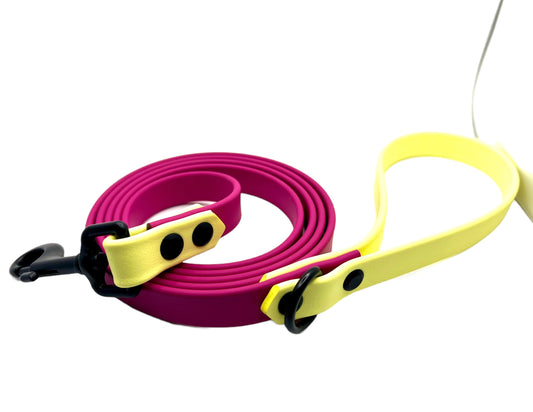 6' Biothane Leash Magenta & Pastel Yellow