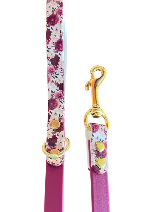 Cabernet Blossom Floral Dog Leash