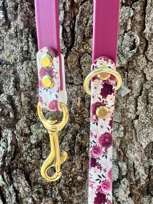 Cabernet Blossom Floral Dog Leash