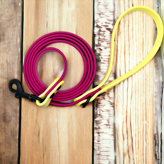 6' Biothane Leash Magenta & Pastel Yellow