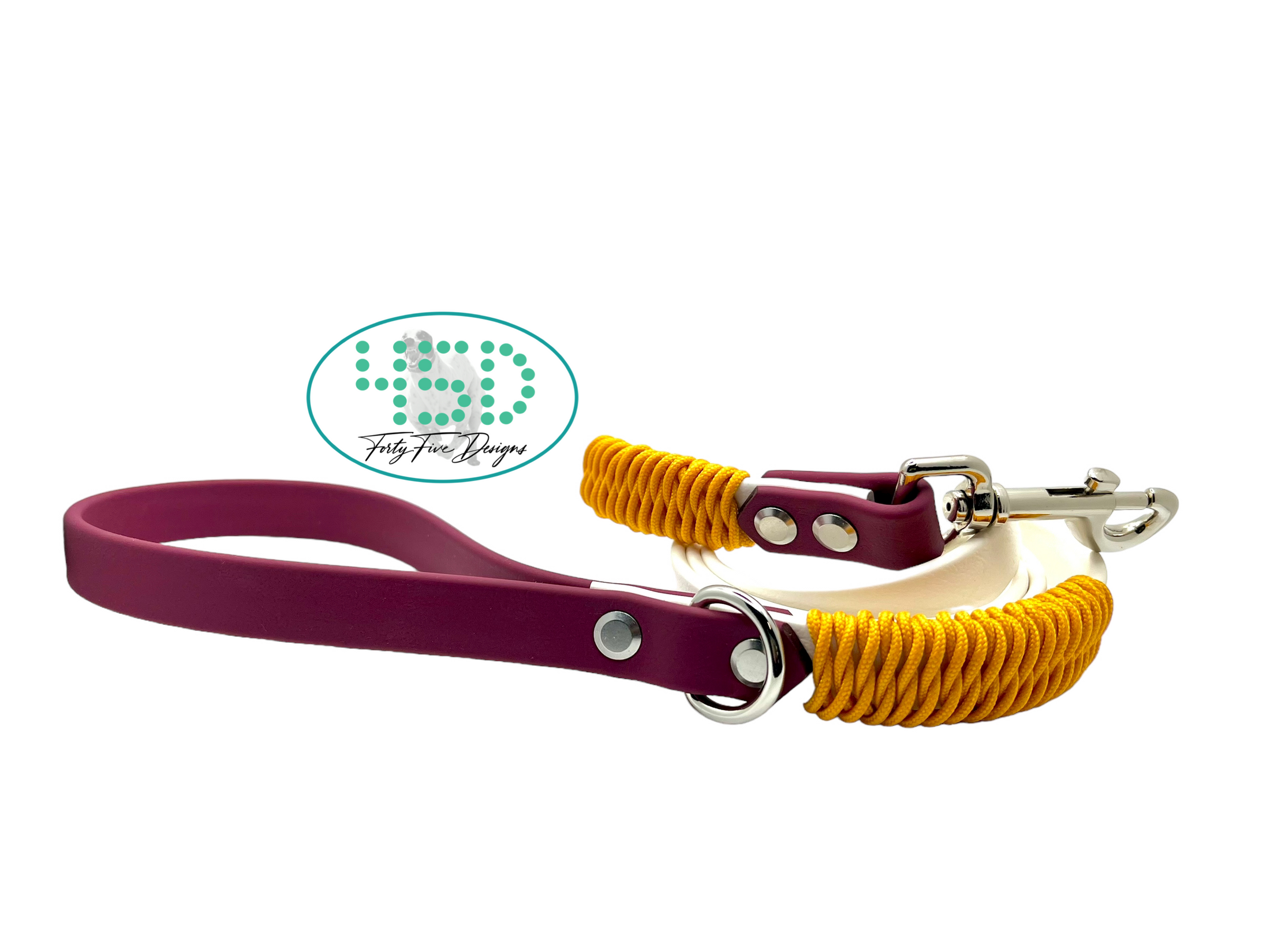 5' Biothane Leash Arctic White & Wine