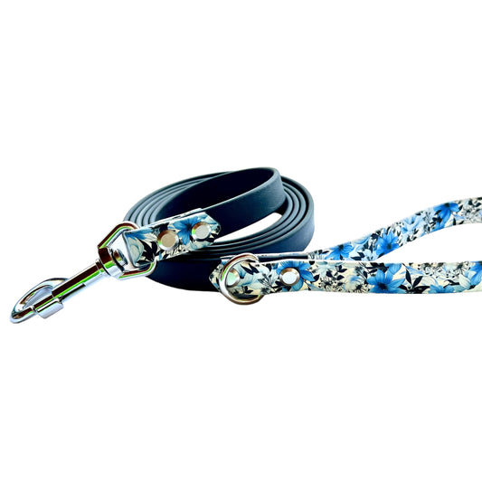 6' Black & Blue Floral Leash